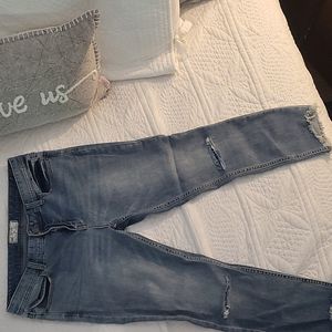Free People Cropped Torn Jeans